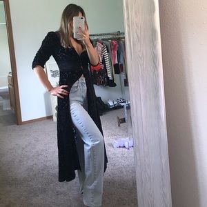 Free People Sheer Black Velvet Duster ✨